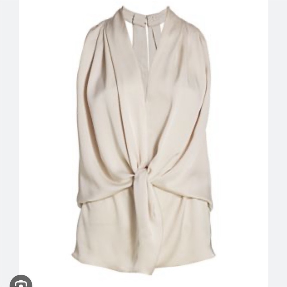 Ramy Brook Womens Ivory Marie Knot Front Sleeveless Blouse Size S NWT Bone color